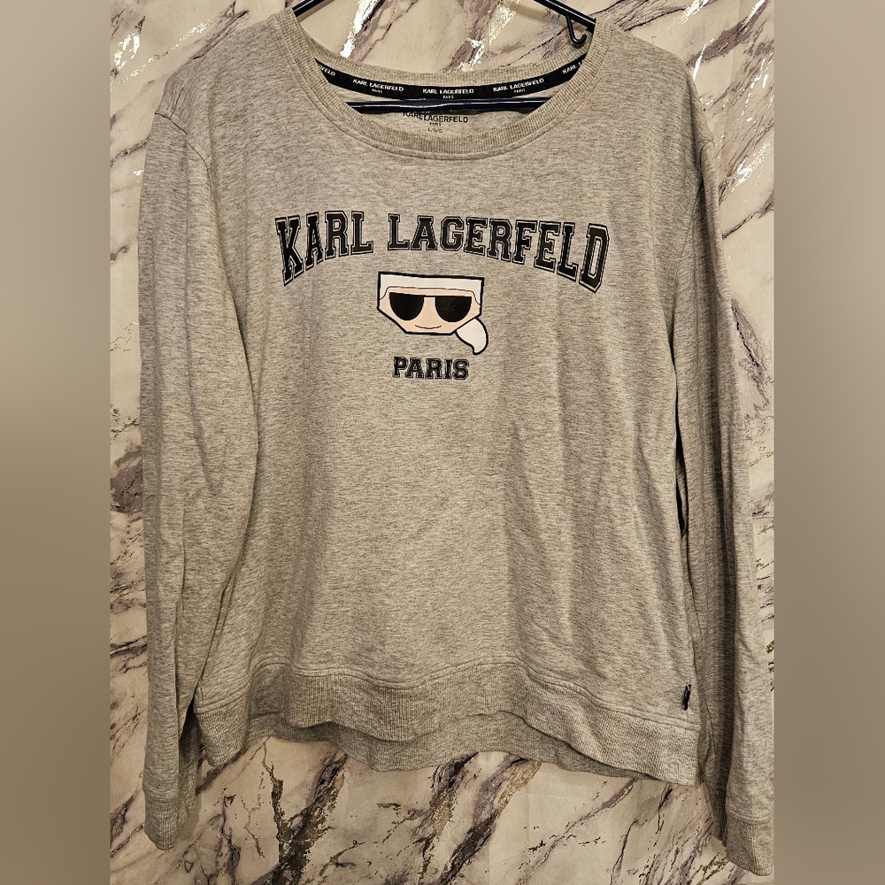 KARL LAGERFELD PARIS Collegiate Emoji Logo SweatshirtWomans Size Large